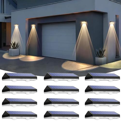 LIANGLOME Solar Fence Lights Outdoor Waterproof LED - 3000/4000/6000K 3 Mode, IP65 Waterproof Fence Lights Solar Powered, Solar Wall Lights for Outside, Backyard/Step/Patio/Deck Fence/Stair Railings (12 pack) - Image 1
