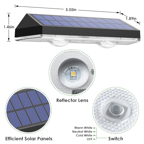 LIANGLOME Solar Fence Lights Outdoor Waterproof LED - 3000/4000/6000K 3 Mode, IP65 Waterproof Fence Lights Solar Powered, Solar Wall Lights for Outside, Backyard/Step/Patio/Deck Fence/Stair Railings (12 pack) - Image 5