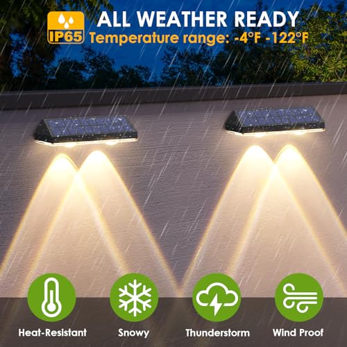 LIANGLOME Solar Fence Lights Outdoor Waterproof LED - 3000/4000/6000K 3 Mode, IP65 Waterproof Fence Lights Solar Powered, Solar Wall Lights for Outside, Backyard/Step/Patio/Deck Fence/Stair Railings (12 pack) - Image 4