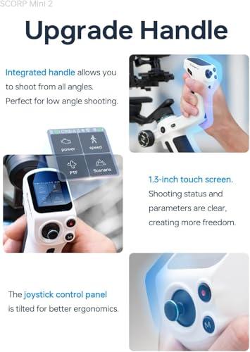 FeiyuTech Official SCORP Mini 2 Kit Gimbal,3-Axis Camera Stabilizer with AI Tracker Fill Light,1,3IN Touch Sreen, for Mirrorless Camera,Smartphone,Action Camera,with Carrying Case,Extension Rod,White - Image 4