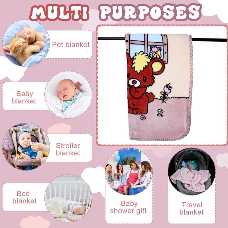 KAVIN Warm and Soft Fleece Blanket Cartoon Printed Baby Blanket for Kids Winter Wrapping Blanket 04 Years Babies Size105x80 cm Peach Blanket - Image 4