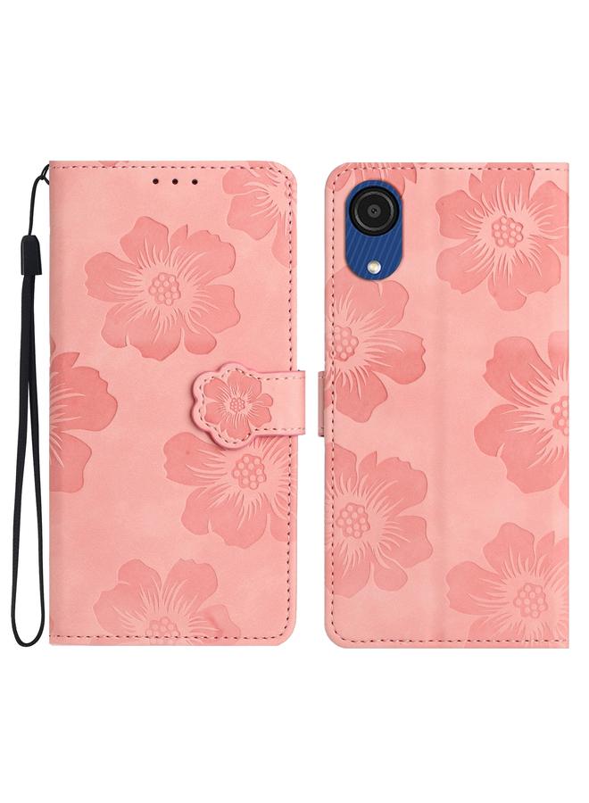 S-TOP Case For Samsung Galaxy A04 Core Flower Embossing Pattern Leather Phone Case - Image 1