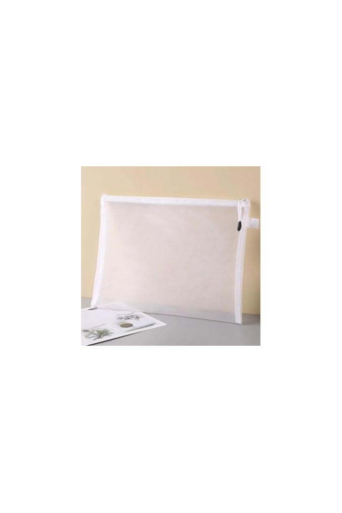 Waterproof Mesh File Holder – Durable Zipper, A4 Size, White Color, Ideal for Papers, School, and Office - Image 2