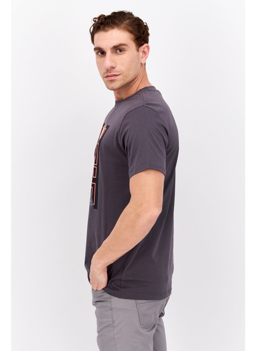 ELVIS Men Crew Neck Short Sleeves Graphic Print T-Shirt, Charcoal Combo  - Image 3
