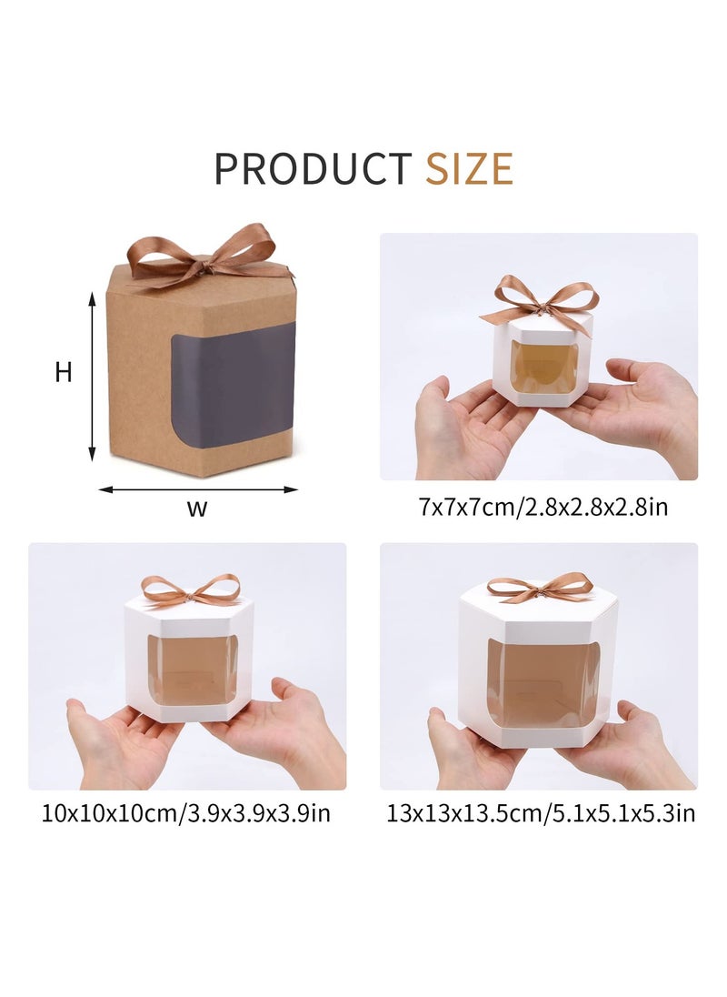 Generic - Hexagonal Gift Boxes with Lids, 24 Pcs Display Window Paper Boxes, 3.9 x 3.9 x 3.9 Inches Ideal for Crafting, Cakes, Candy, Weddings, and Birthdays (Black) - Image 1