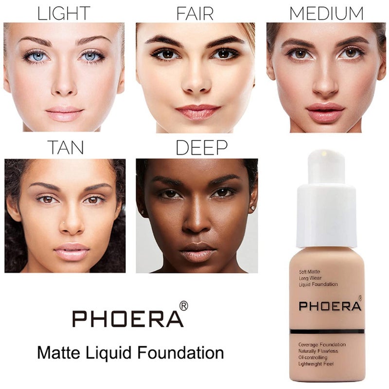 Hilareco PHOERA Foundation, PHOERA Matte Liquid Foundation,PHOERA Makeup for Women, PHOERA Foundation Full Coverage Concealer, 30ml 24HR Matte Oil Control Concealer (102- Nude) - Image 3