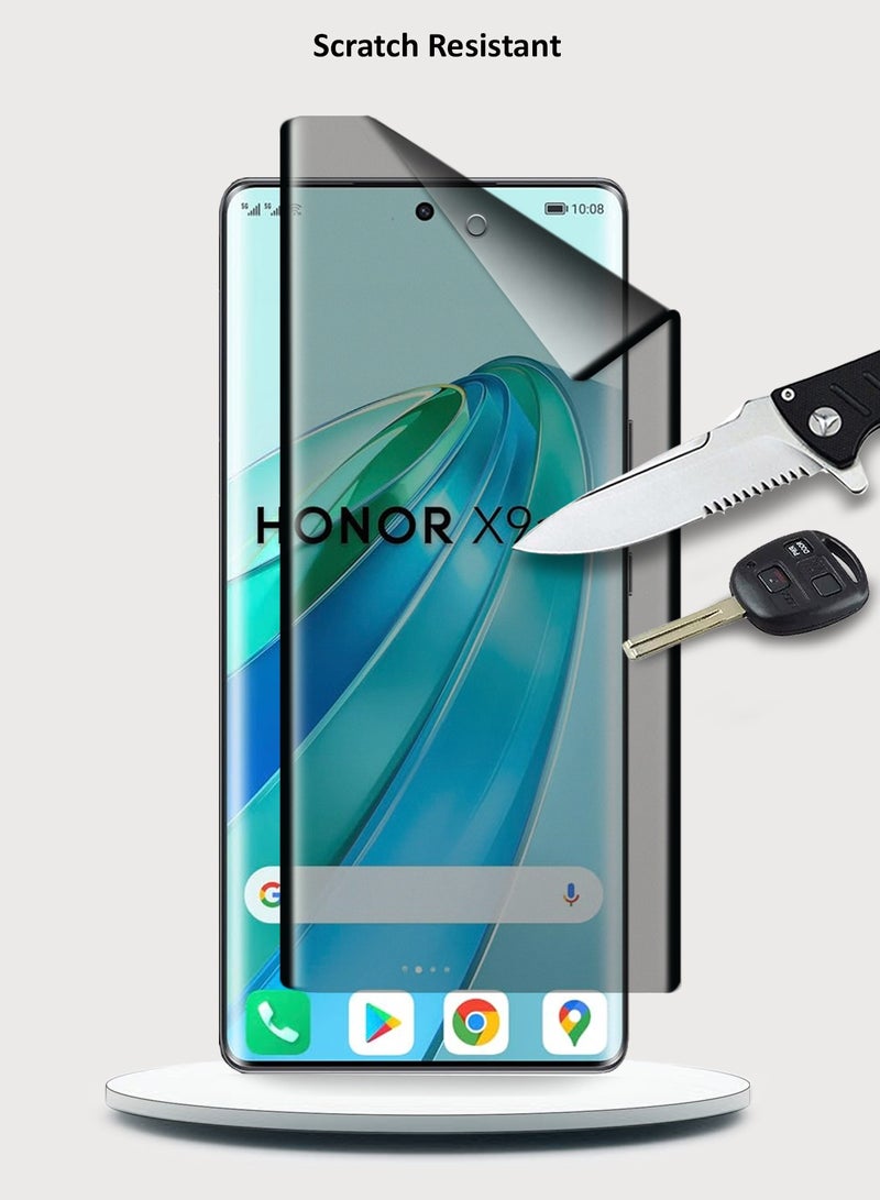 Wtech Honor X9a 5G 2023 - Nano Ceramic Privacy Full Glue Full Cover Matte Flexible Screen Protector (MSCNMP) - Clear/Black - Image 5