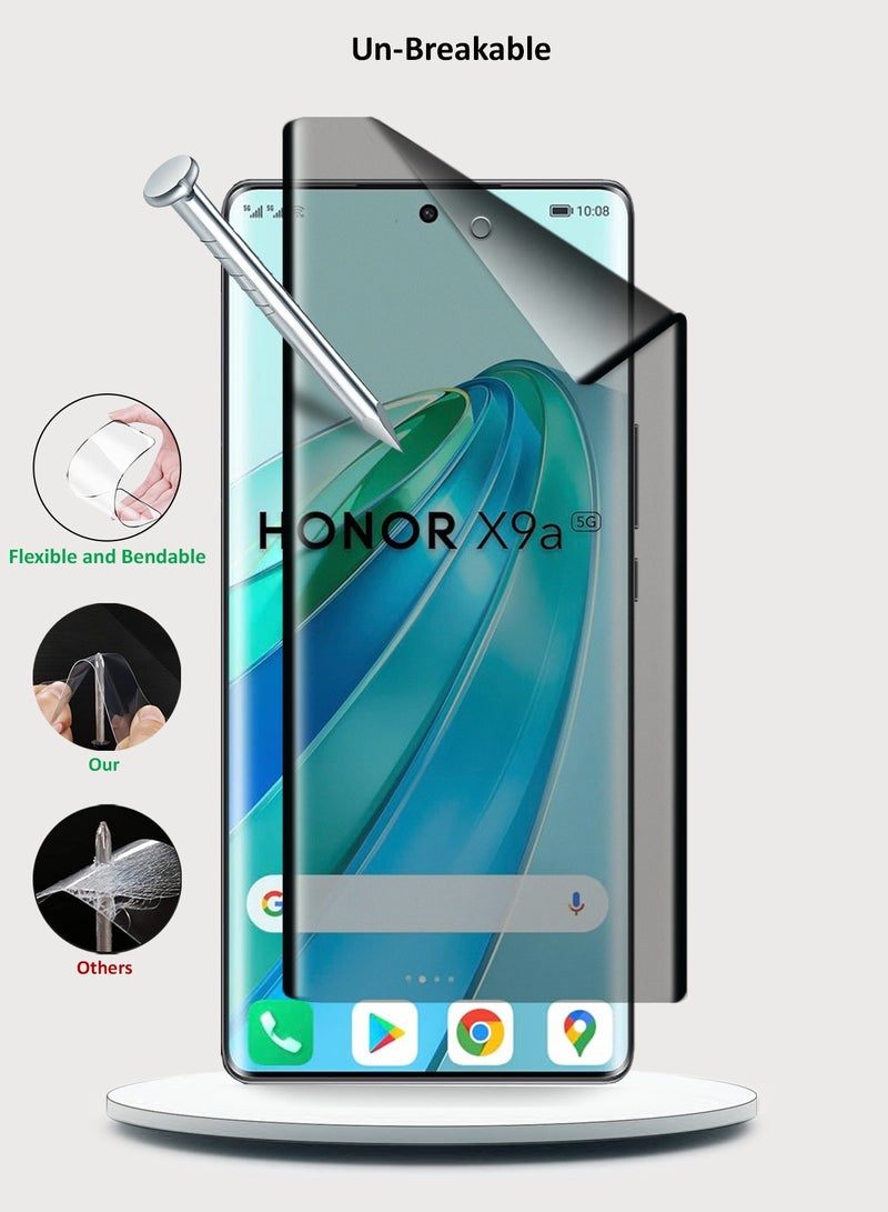 Wtech Honor X9a 5G 2023 - Nano Ceramic Privacy Full Glue Full Cover Matte Flexible Screen Protector (MSCNMP) - Clear/Black - Image 4