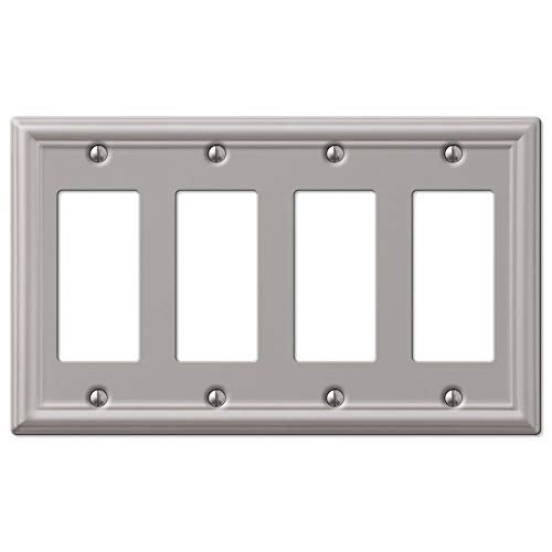 Amerelle 149R4BN Chelsea Steel Quad Rocker-GFCI Wallplate, Brushed Nickel - Image 1