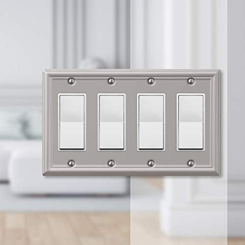Amerelle 149R4BN Chelsea Steel Quad Rocker-GFCI Wallplate, Brushed Nickel - Image 3