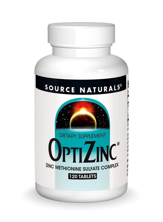 Source Naturals أوبتي زنك مركب زنك ميثيونين سلفات ومكمل غذائي - 120 قرص - Image 1