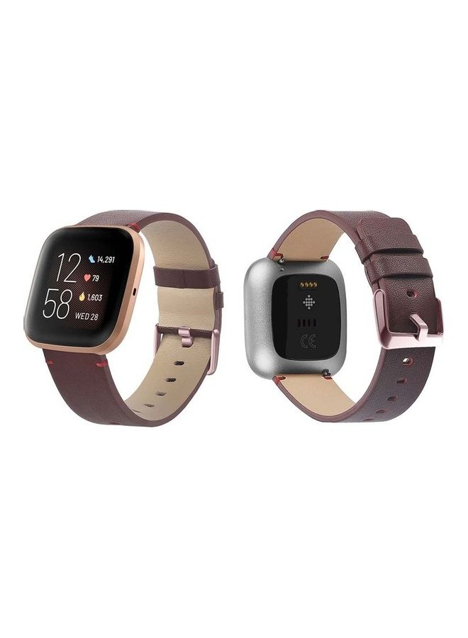 HuHa Genuine Leather Replacement Band For Fitbit Versa Brown - Image 1