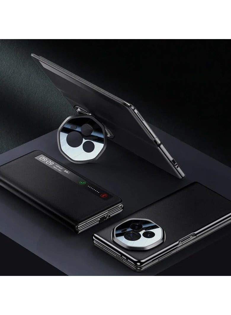 عام غطاء مغناطيسي لـ Honor Magic V3، مزود بنافذة ذكية وحامل مخفي، غلاف جلد خفيف الوزن ورقيق، مقاوم للصدمات والحماية من السقوط. - Image 1