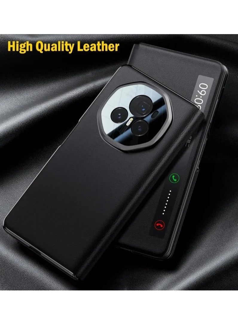 عام غطاء مغناطيسي لـ Honor Magic V3، مزود بنافذة ذكية وحامل مخفي، غلاف جلد خفيف الوزن ورقيق، مقاوم للصدمات والحماية من السقوط. - Image 2