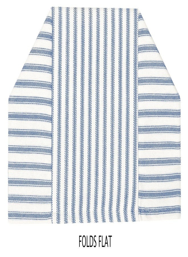 Decorative Things Fabric Tissue Box Cover, Tissue Holder Slipcover, Slips Over Square Cube Cardboard Facial Tissue Boxes -Decorative Blue Bathroom Decor Ticking Stripe, Cotton, Lined - Image 3