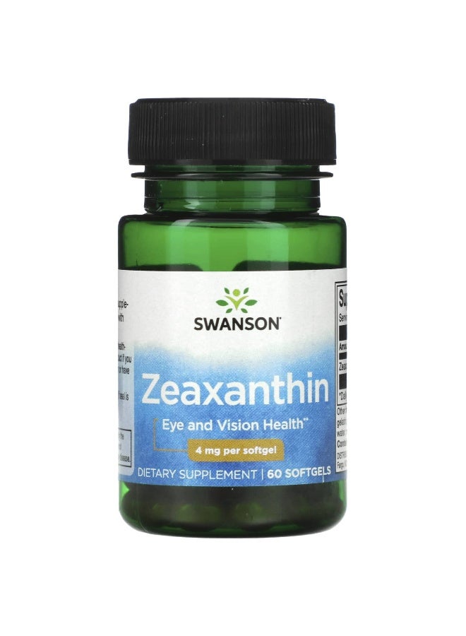 Swanson, Zeaxanthin, 4 mg, 60 Softgels - Image 1