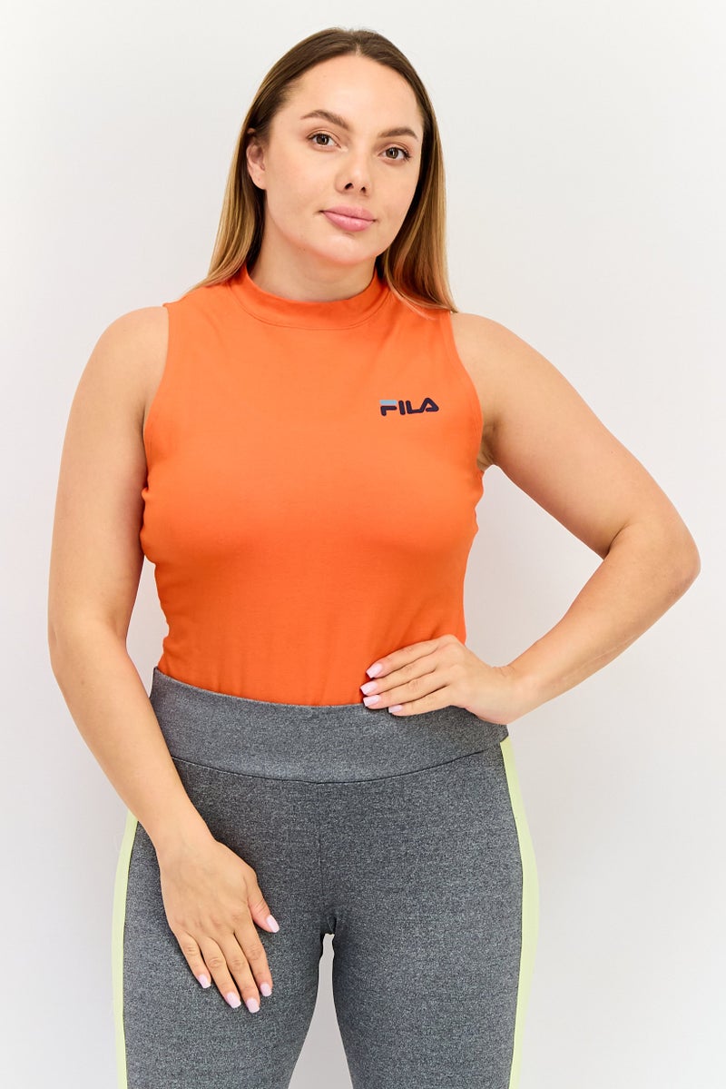 FILA بدلة رياضية نسائية بدون أكمام مناسبة في الهواء الطلق، برتقالي - Image 1