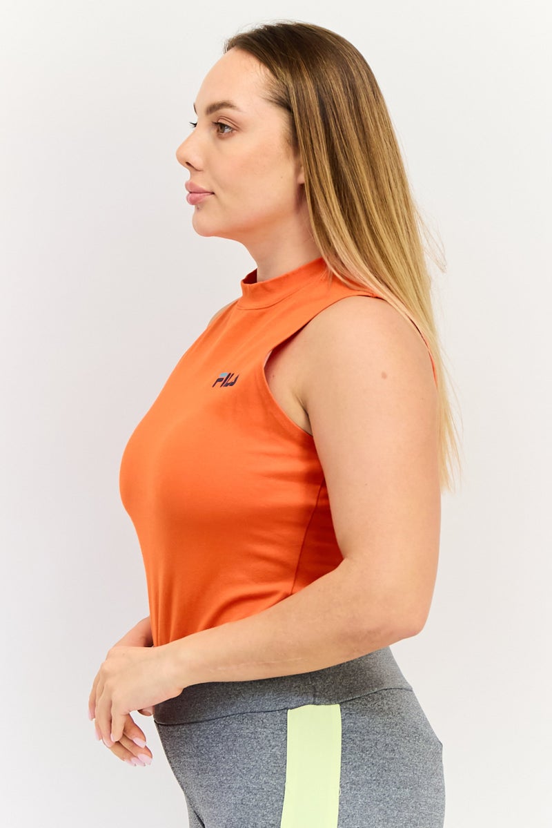 FILA بدلة رياضية نسائية بدون أكمام مناسبة في الهواء الطلق، برتقالي - Image 3