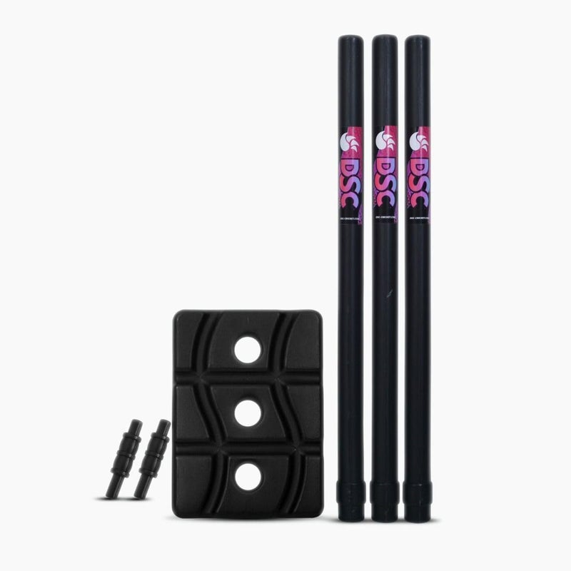 DSC Plastic Cricket Stump Set | Color: Black | Size: Men | Material: Plastic | with 3 Stumps, 2 Bails and 1 Base | Durable | Lightweight and Portable | for Both Indoor and Outdoor use - Image 2
