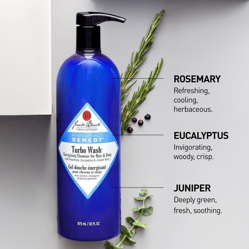 Jack Black Turbo Wash Energizing Body & Hair Cleanser, 33 Fl Oz â€“ Rosemary, Eucalyptus & Juniper Berry â€“ Mens Body Wash, Mens Shampoo, Skin Care, Hair Care, Dual-Purpose Body Wash Men, Sulfateâ€“Free - Image 4