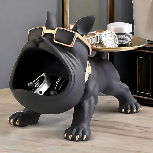SkyKey French Bulldog Resin Storage Tray Figurine – Multi-Functional Decorative Organizer for Keys, Wallet, Phone, Candy, Remote – Funky Dog Sculpture with Tray for Home & Office Décor - Image 2