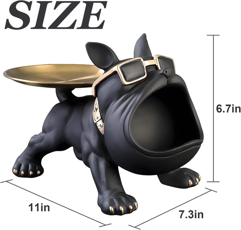 SkyKey French Bulldog Resin Storage Tray Figurine – Multi-Functional Decorative Organizer for Keys, Wallet, Phone, Candy, Remote – Funky Dog Sculpture with Tray for Home & Office Décor - Image 3