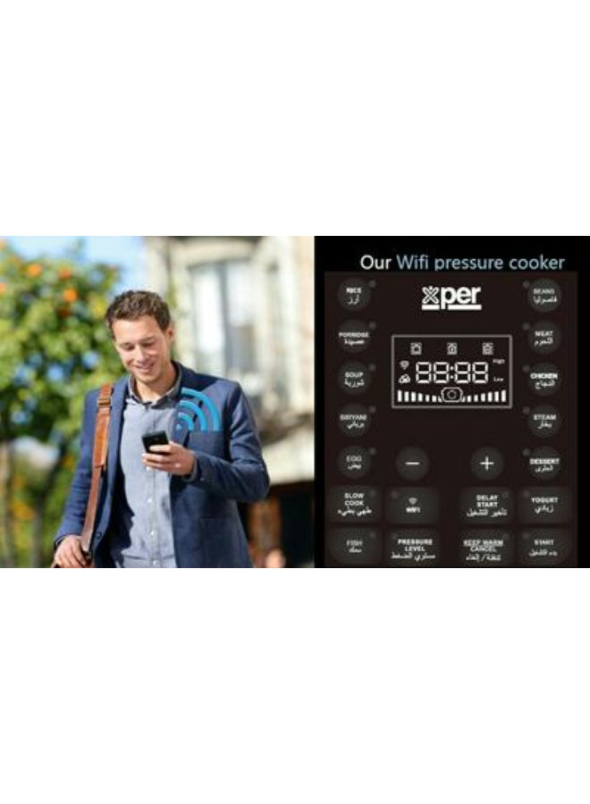 Xper Pressure Cooker 6 Liters, 1000 Watts, Granite, Wi-Fi, Mandi Attachment, XPPC1006 - Image 2