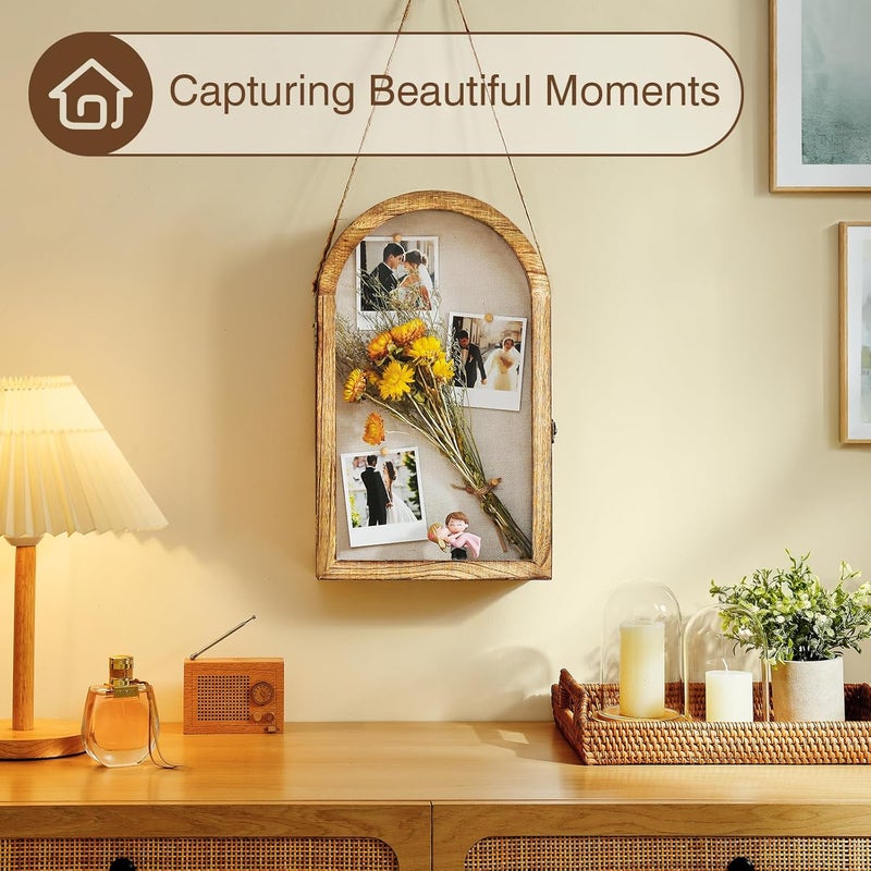 DGWJSU Shadow Box Frame 10x16 Large Shadow Boxes Display Cases with Linen Back and Removable Shelves, Picture Frame Wedding Bouquet Memorabilia Medals Photos Memory Box for Keepsakes, Carbonized Brown - Image 5