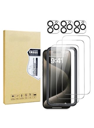 【3+3 Pack】3 PCS IPhone 16  Screen Protector + 3PCS Camera Lens Screen Protector Set, 9H Hardness, Support Fingerprint, Ultra Thin HD Glass Film (Boxed, Included Installation Tools) - pzsku/Z07500E9038C81DD5FA60Z/45/1753163246/86ddee47-1e85-4b12-98fd-5a47e72b8b7a
