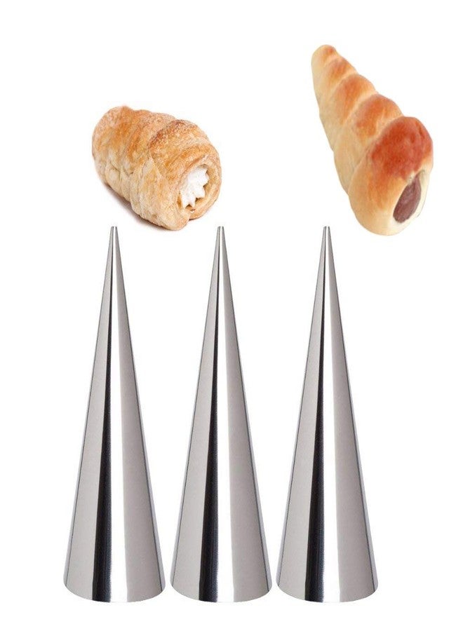 VolksRose Cream Horn Cones Molds, 30 PCS Stainless Steel Large Screw Croissant Shell Cannoli Form Waffle Cone Pancake DIY Tubes Cream Roll Pastry Making Tool for Dessert Spiral Bread Baking, 5 INCH - Image 3