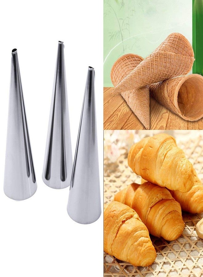 VolksRose Cream Horn Cones Molds, 30 PCS Stainless Steel Large Screw Croissant Shell Cannoli Form Waffle Cone Pancake DIY Tubes Cream Roll Pastry Making Tool for Dessert Spiral Bread Baking, 5 INCH - Image 2