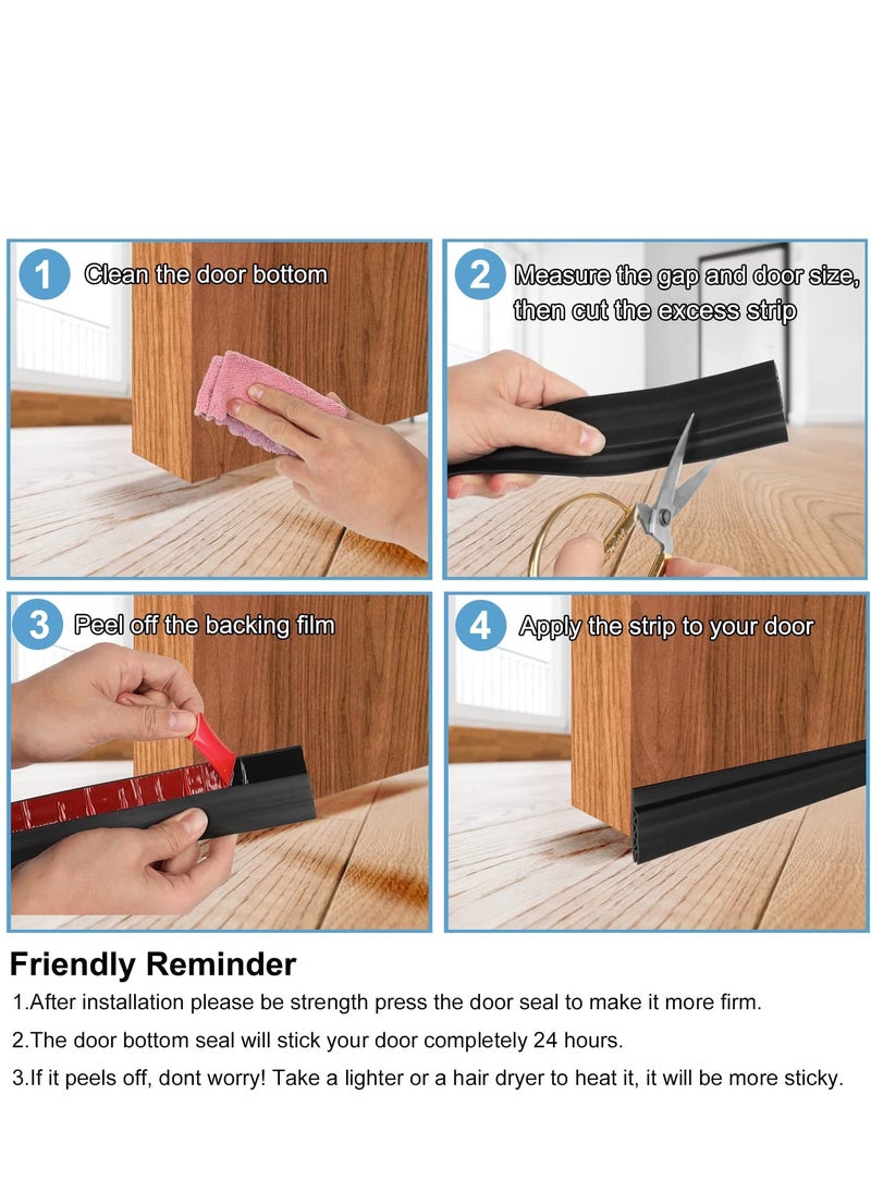 Generic - Door Draft Stopper, 120 cm Length Under Door Seal, Door Sweep for Exterior & Interior Doors, Door Bottom Draft Blocker Dust and Noise Insulation Weather Stripping Draft Guard Insulator, Black - Image 1