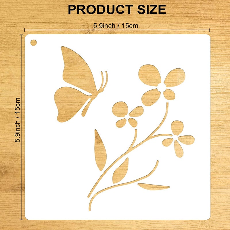 Ivanas Ivanas 25pack Large Flower Butterfly Stencil Template Reusable Cake Cookies Baking Painting Journal Window Glass Greeting Card Decorating Leaves Butterfly Flowers Bee Dragonfly for DIY Craft Decor - Image 2