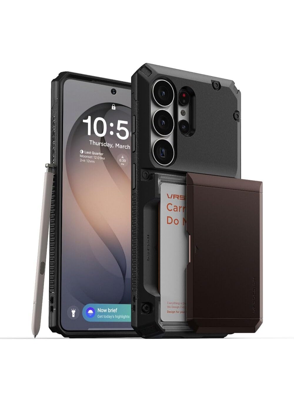 VRS Design Damda Glide Pro Samsung Galaxy S26 ULTRA (2026) Case Cover Wallet with Semi Automatic Credit Card Holder Slot [4 Cards] - Dark Brown