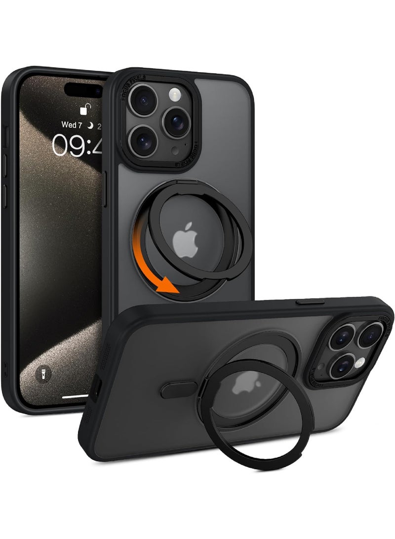 Rock Pow Case for iPhone 15 Pro [360° Ring Stand] [Compatible with Magsafe] Shock Proof Drop Protection Slim Magnetic iPhone 15 Pro Phone Case for Men Women - Image 1