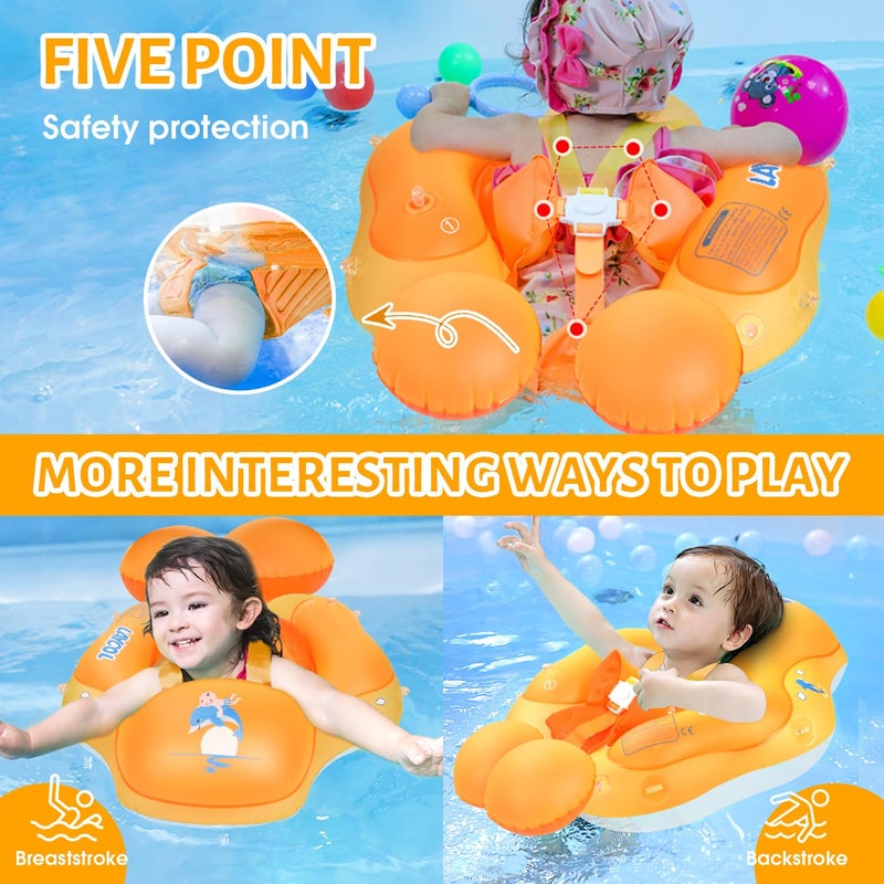 LAYCOL Baby Swimming Float Inflatable Baby Pool Float Ring with Sun Protection Canopy,add Tail no flip Over for Age of 3-36 Months - Image 4
