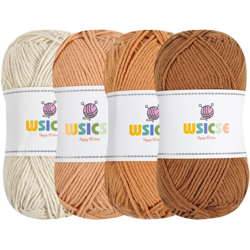 WSICSE 4 PCS Crochet Yarn, 560 Yard Soft Yarn for Crocheting Assorted Colors Fluffy Yarn for Crochet Hand Knitting Easter Decorations Gifts 1 Skein/140 Yard-Brown - Image 1