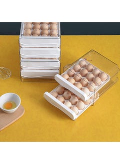 Hihonor Double Drawer Storage Box, Stackable Egg Storage Tray, Shockproof and Drop-Proof Food Storage Container, 32 Capacity, Suitable for Refrigerator, Cabinet and Shelf, Kitchen Storage and Storage Reusable Box, White  - Image 3