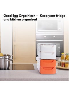 Hihonor Double Drawer Storage Box, Stackable Egg Storage Tray, Shockproof and Drop-Proof Food Storage Container, 32 Capacity, Suitable for Refrigerator, Cabinet and Shelf, Kitchen Storage and Storage Reusable Box, White  - Image 2