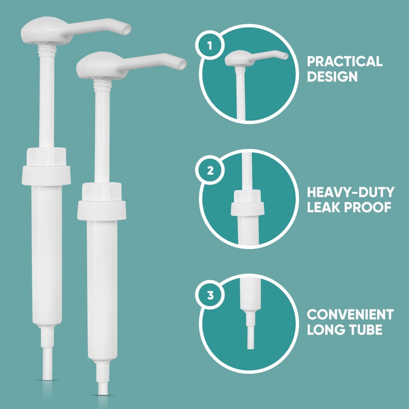 Shveesy Gallon Pump Dispenser - Dispenses 1 Ounce Per Stroke - Heavy-Duty Leak Proof  Bpa Free  White  2 Count  2 Set  Cylindrical  Plastic  1 Fl. Oz.  38/400  Pack Of 2 - Image 4