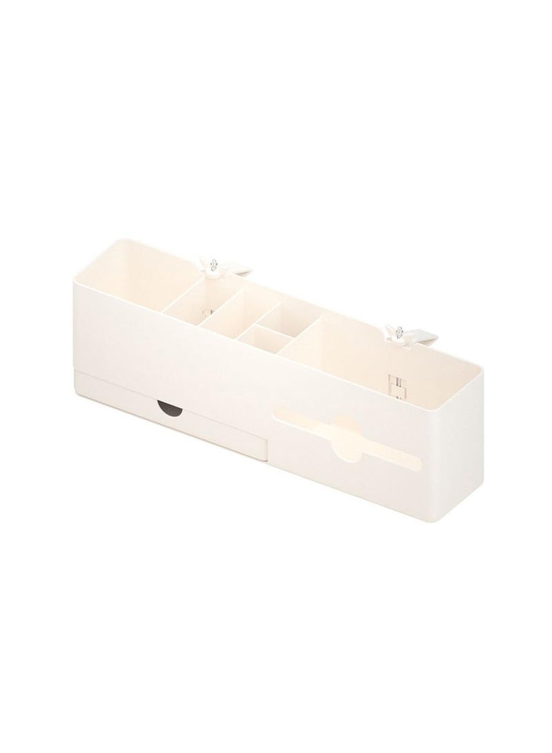 SOLARAE Multi Functional Pen Holder, Desk Side Storage Marker Pencil Box Desk Organizer, with Management Tray Various Size of Grid Stable Structure Suitable, for Home Dormitory Office School, 35.8X12.9X12.8Cm - Image 1