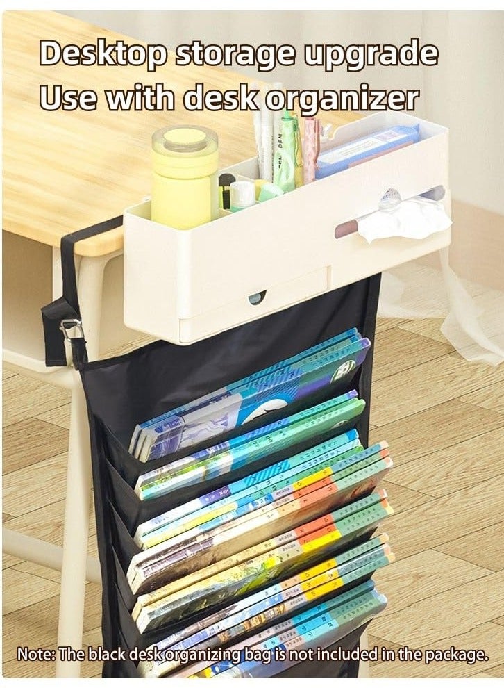 SOLARAE Multi Functional Pen Holder, Desk Side Storage Marker Pencil Box Desk Organizer, with Management Tray Various Size of Grid Stable Structure Suitable, for Home Dormitory Office School, 35.8X12.9X12.8Cm - Image 4