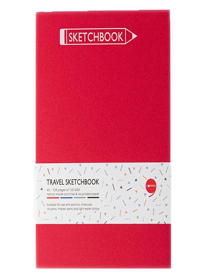 كوما دفتر رسم كوما للسفر | مقاس A5 | 128 صفحة | 130 غرام/م²، لون طبيعي، ورق خالٍ من الأحماض وقابل لإعادة التدوير | عبوة من قطعتين | أزرق + أحمر - Image 4