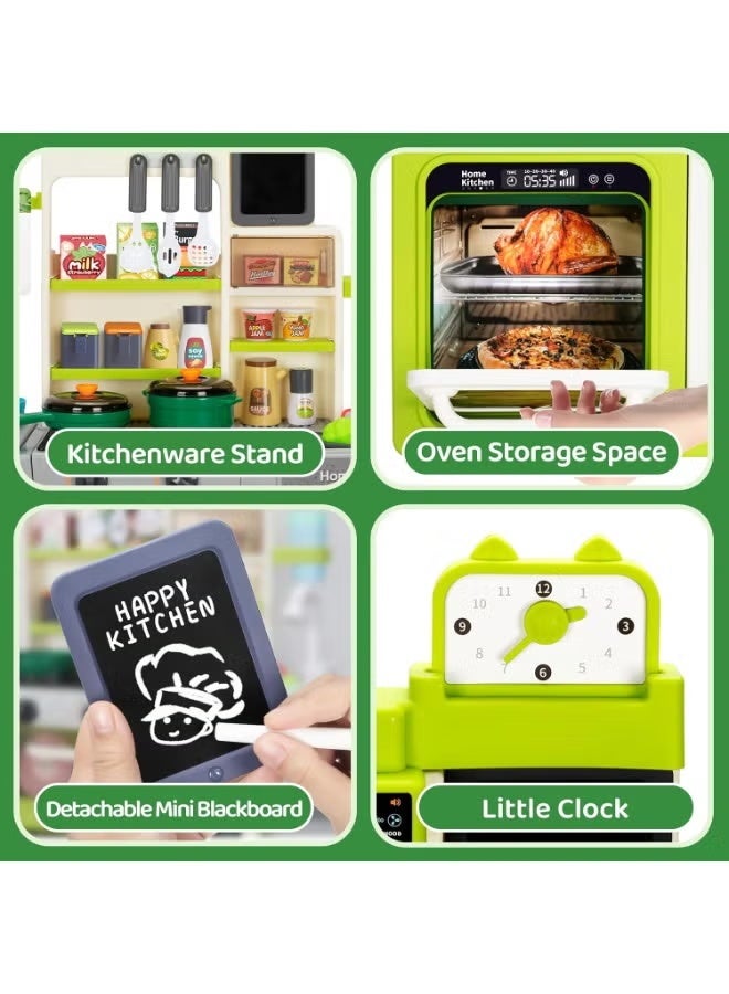 32IN Kids Kitchen Playset Interactive Kids Toy Kitchen Set with Light  Sound,  Toddler Pretend Cooking Food Playset, Pretend Play Set with Steam Effect, Cooking Stove, Sink Spray, Fruit  Vegetable Accessories for Child Pretend Food Toys for Boys Girls Toddlers Age 1-3 - Image 4