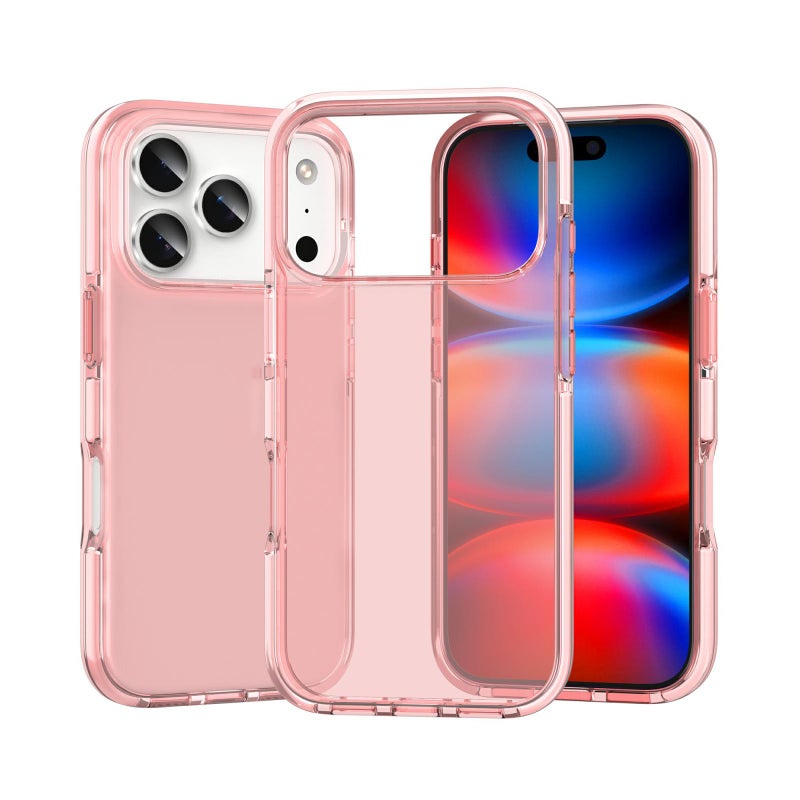 erorex For iPhone 17 Pro Max Two-color Shockproof High Transparency TPU Phone Case(Pink) - Image 1
