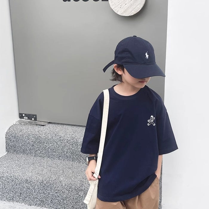 Boys' Cotton Short-Sleeved T-Shirt For Boys And Girls National Tide Middle-Aged Children'S New Summer Chinese Style Summer Clothes Children'S Half-Sleeved - Image 1