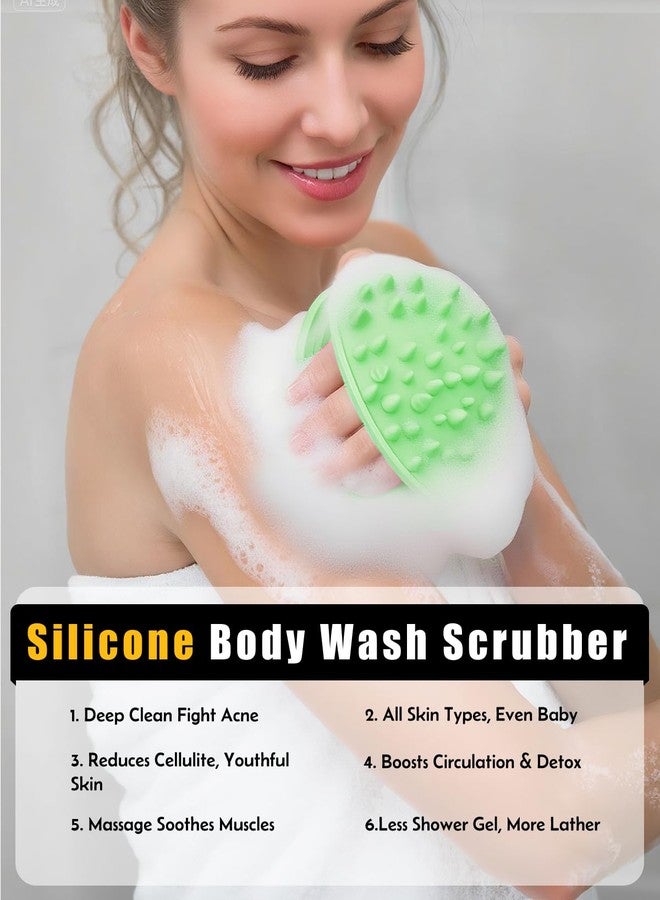 EKOTTOK 2 in 1 Silicone Body Scrubber, Anti Cellulite Massage Scrubber, Exfoliating Shower Brush for Men & Women, Removes Dead Skin, Reduces Cellulite, Improves Circulation, Fast Dry, Non Slip (1PC, Green) - Image 5