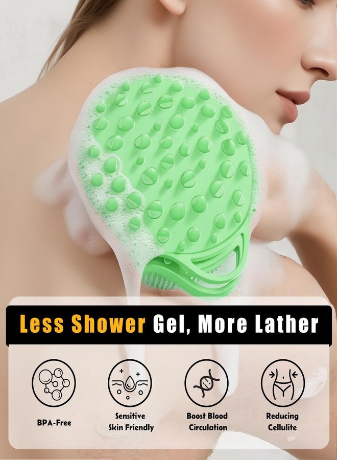 EKOTTOK 2 in 1 Silicone Body Scrubber, Anti Cellulite Massage Scrubber, Exfoliating Shower Brush for Men & Women, Removes Dead Skin, Reduces Cellulite, Improves Circulation, Fast Dry, Non Slip (1PC, Green) - Image 3