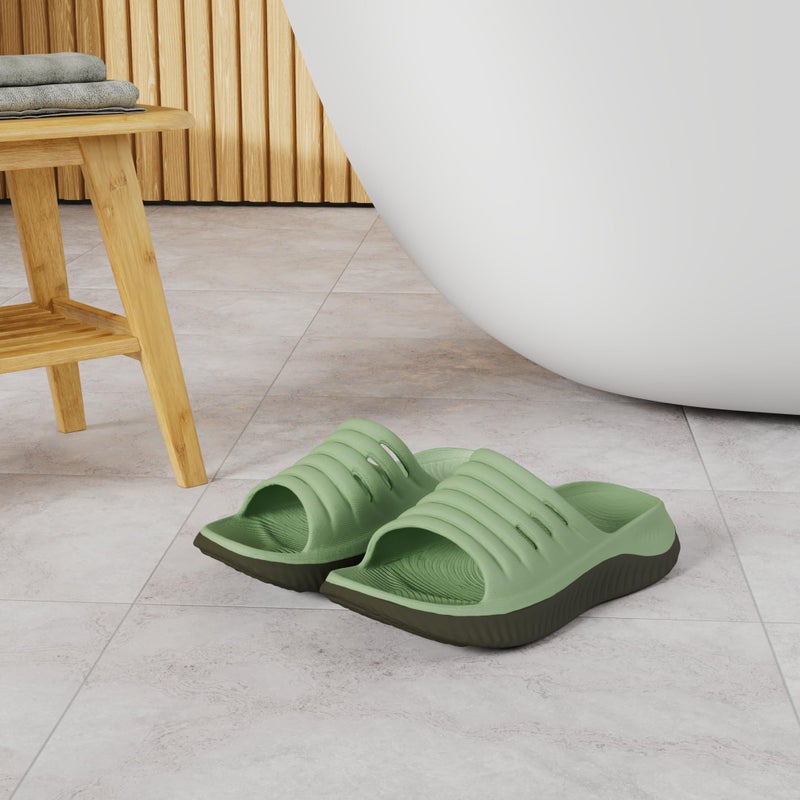 KuaiLu Womens Recovery Sandals Comfortable Plantar Fasciitis Arch Support Ladies Orthopedic Running Sport Slides Open Toe Slip On Thick Athletic Cushion Slippers Summer Beach Sandles Green 9 - Image 2