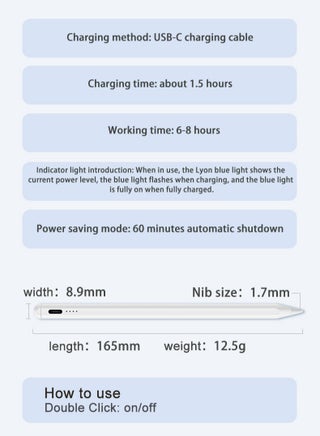 قلم شاشة لجهاز iPad مع وظيفة رفض راحة اليد، قلم نشط متوافق (2018-2022) Apple iPad Pro 11/12.9 بوصة، iPad 10/9/8/7/6th، iPad Air 5/4/3 الجيل، iPad Mini 6/ الجيل الخامس - view 5